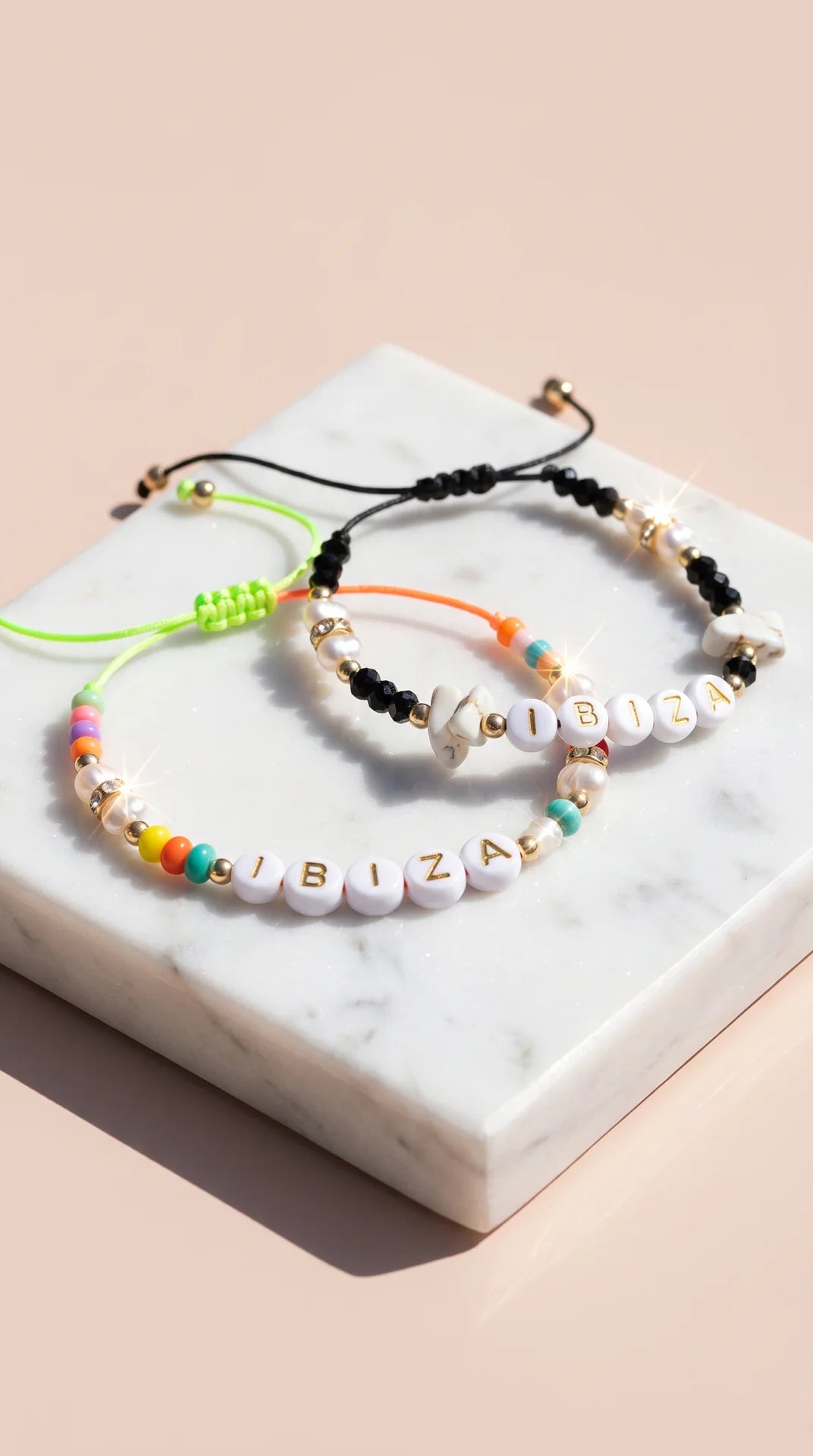 Ibiza Beaded Shell Pull Tie Anklet