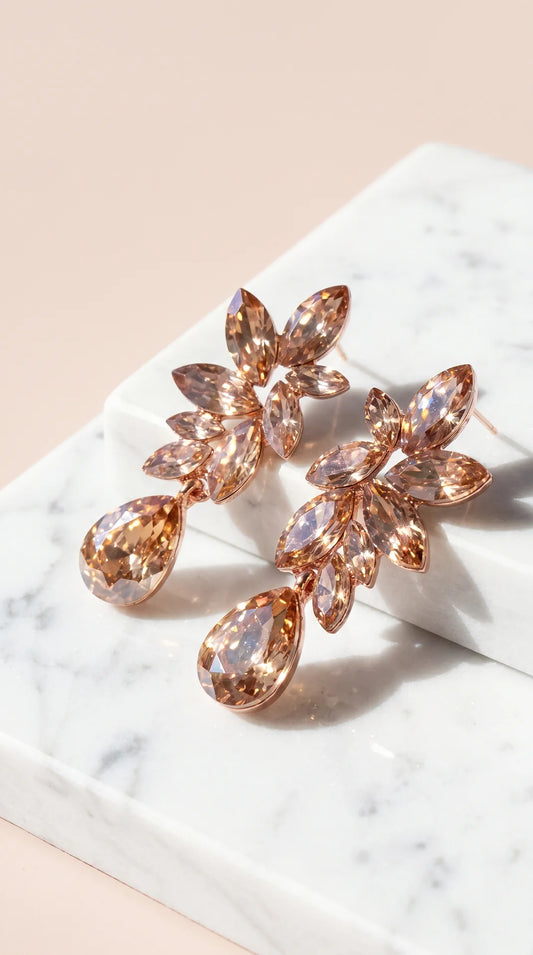 Rose Gold Teardrop Crystal Drop & Dangle Earrings