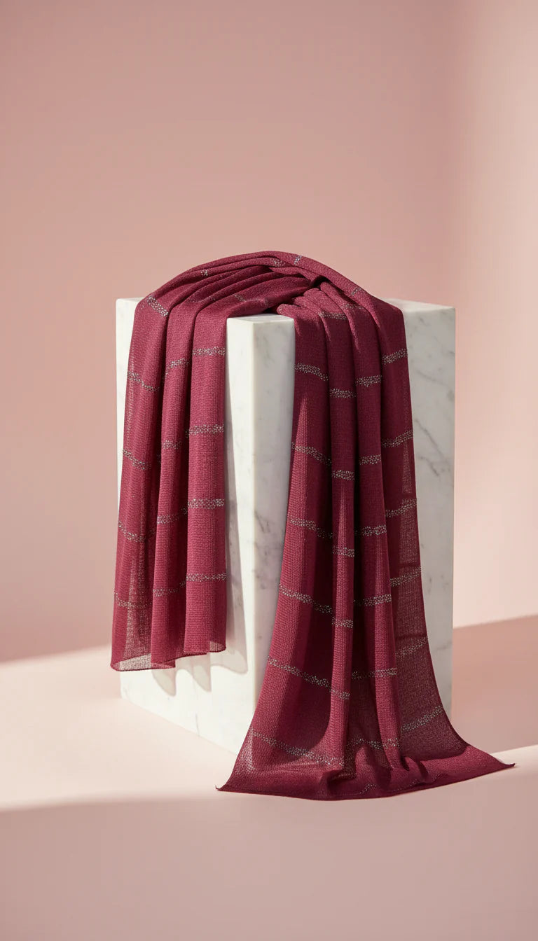 Lightweight Eco-Friendly Striped Glitter Scarf, Soft Breathable Shawl Sustainable Plant Pulp Scarf Pack of 12