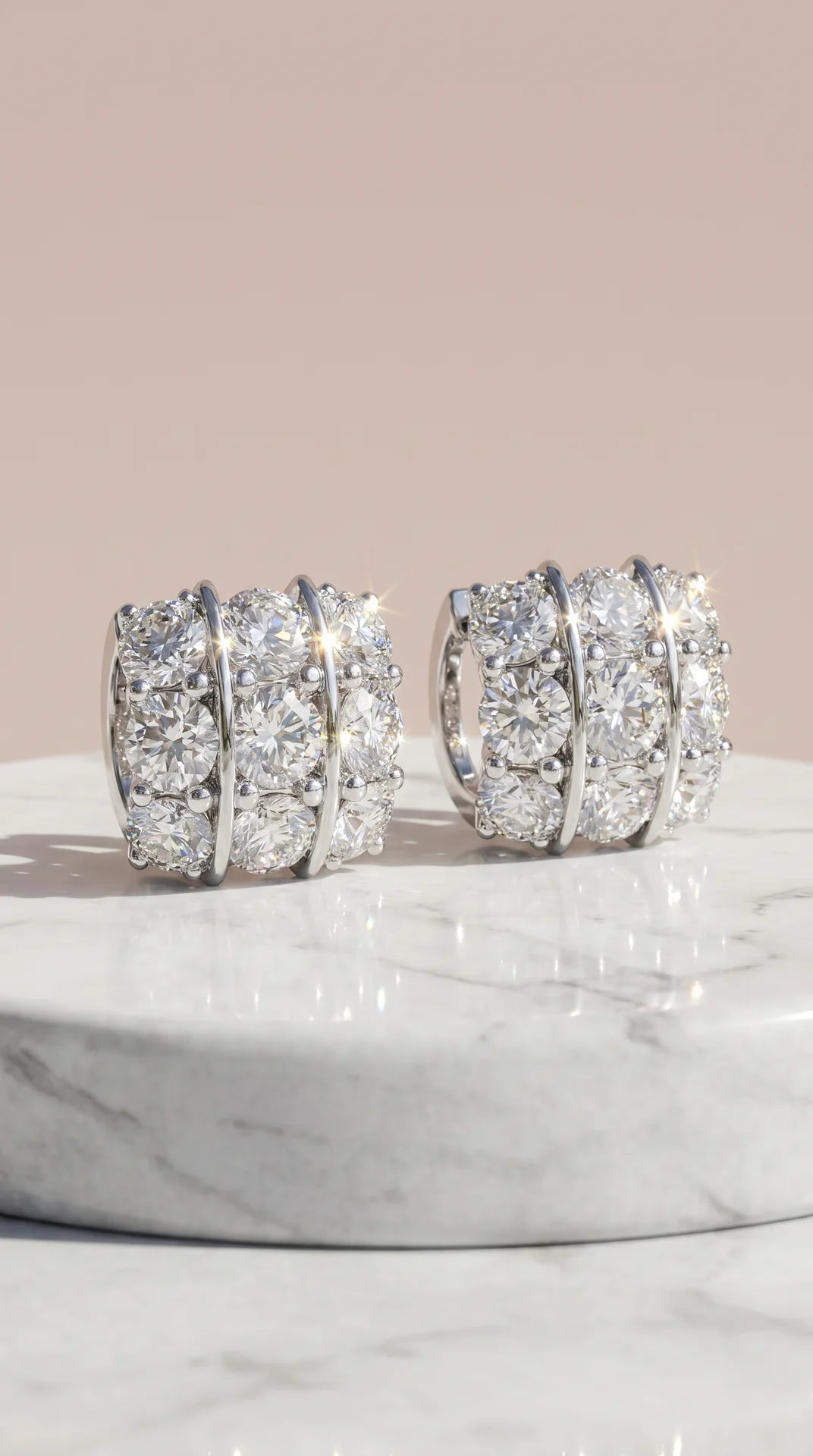 Square Cluster Round Cut Crystal Stud Earrings