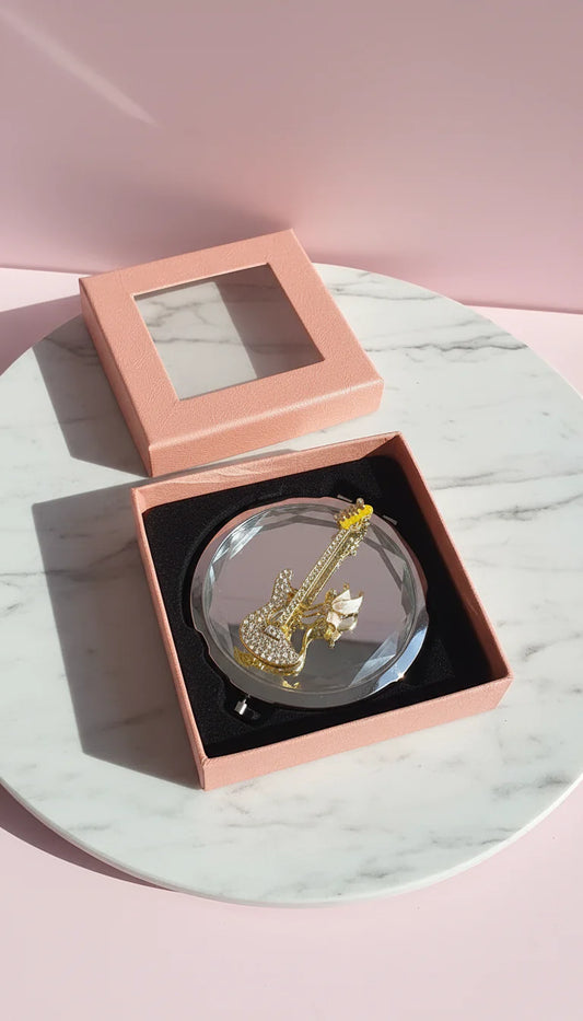 Guitar Music Design Compact Mirror With Gift Box