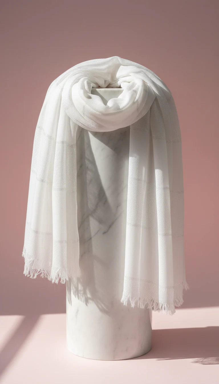 Lightweight Eco-Friendly Striped Glitter Scarf, Soft Breathable Shawl Sustainable Plant Pulp Scarf Pack of 12