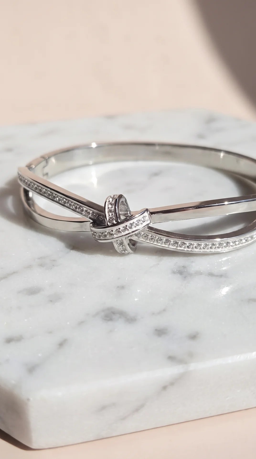Pavé Knot Gold Plated Crystal Bangle