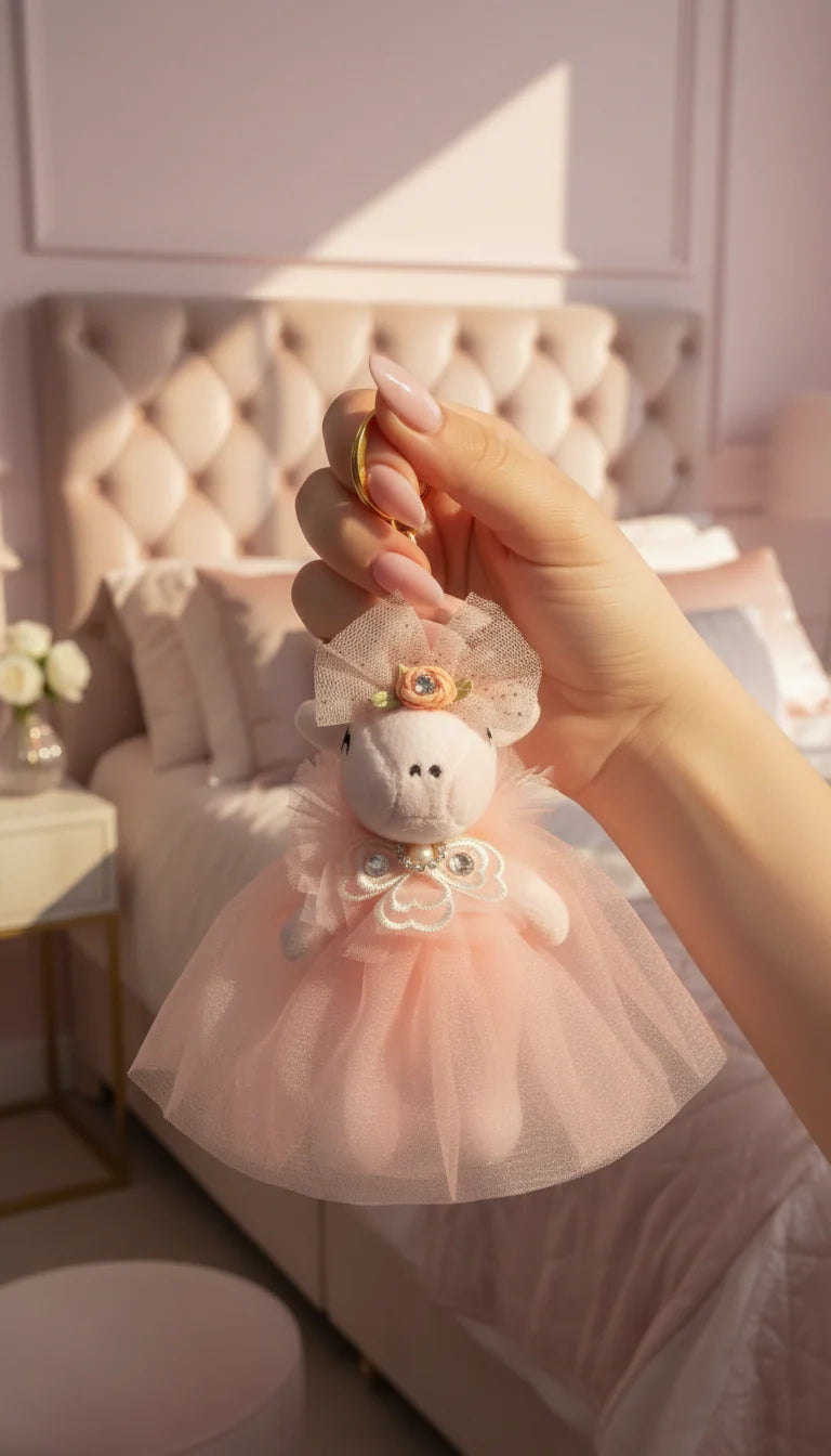 Jeweled Plush Ballerina Unicorn Key Ring & Bag Charm