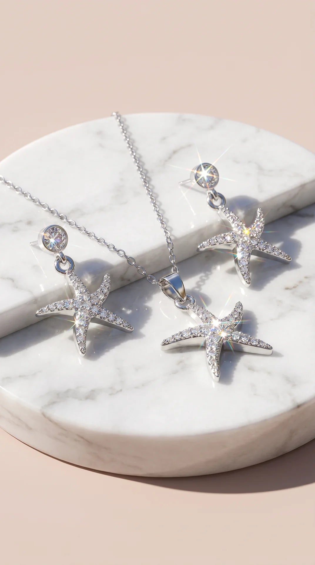 Starfish Gold Plated Pendant Necklace & Earring Set