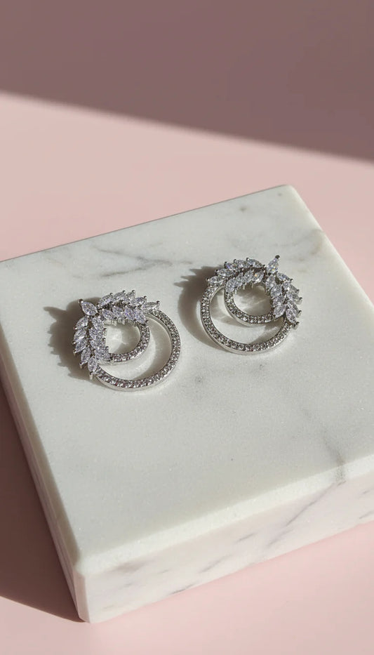 Layered Circular Crystal Stud Earrings