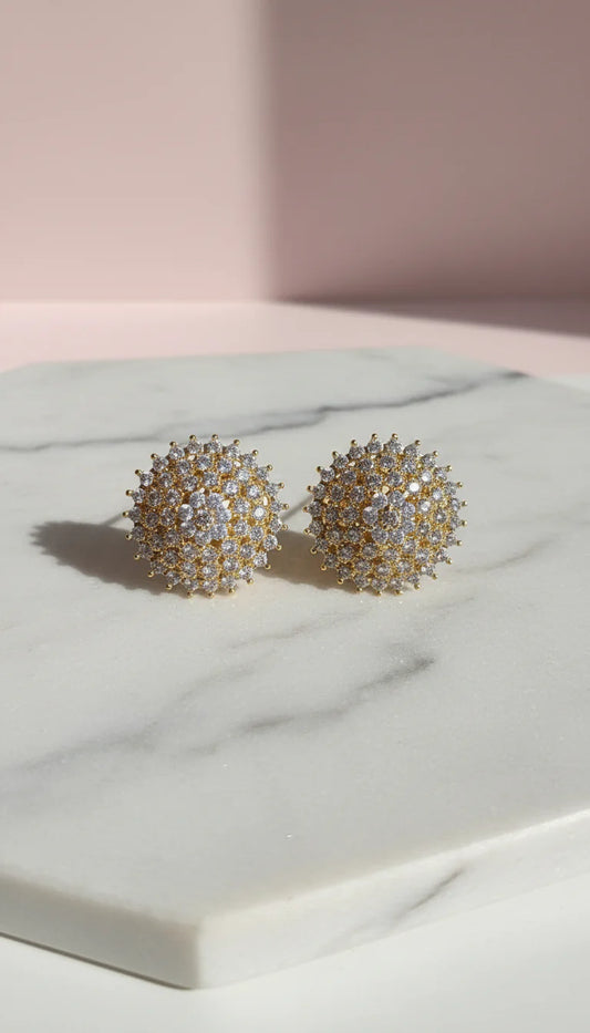 Round Cluster Crystal Stud Earrings