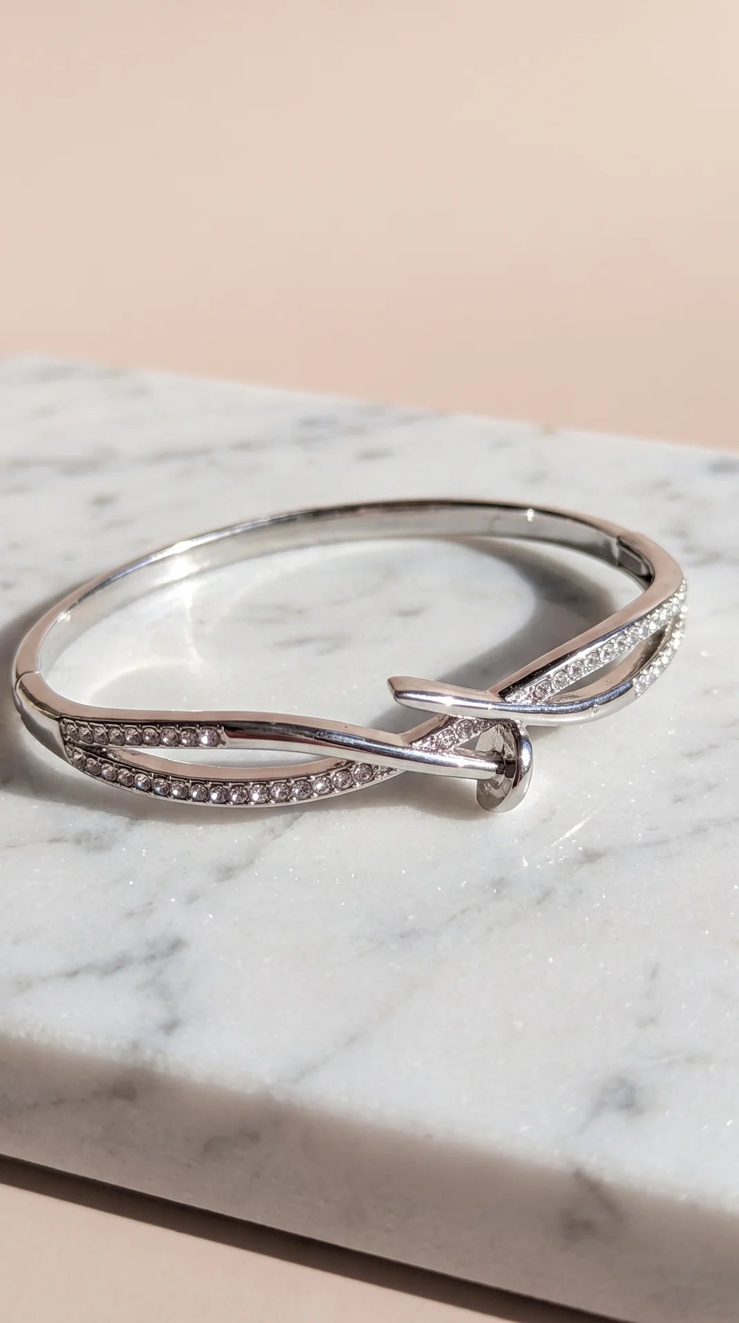 Twisted Crystal Gold Plated Nail Bangle
