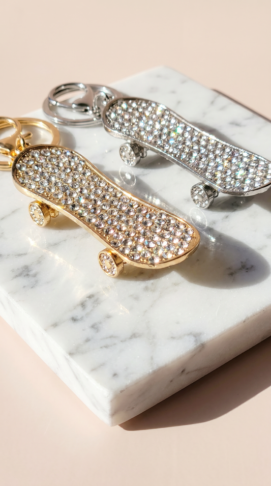 Crystal Skateboard Key Ring & Bag Charm