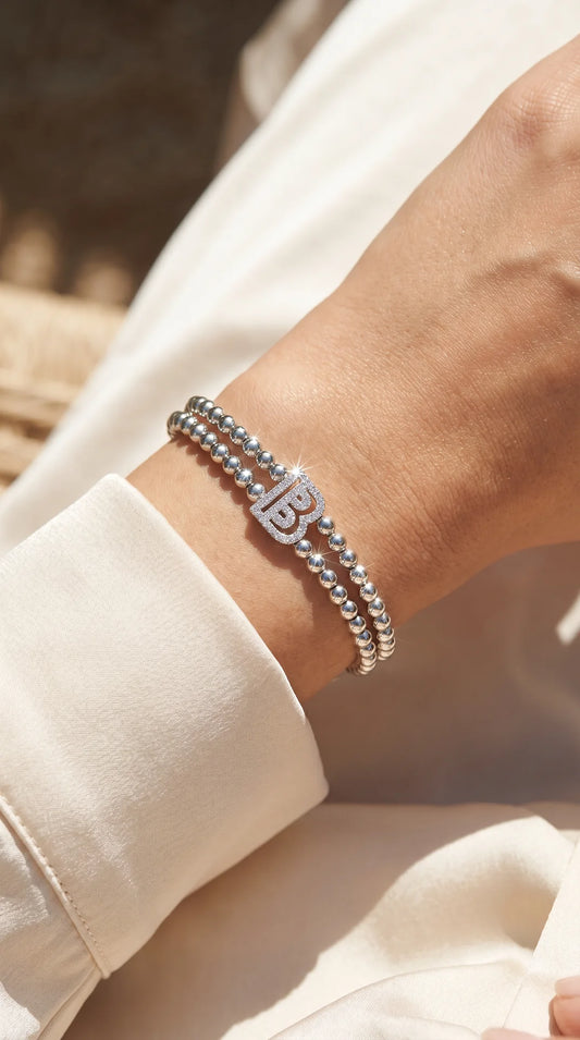 Gold Plated Personalised Initial Stretchy Bracelet