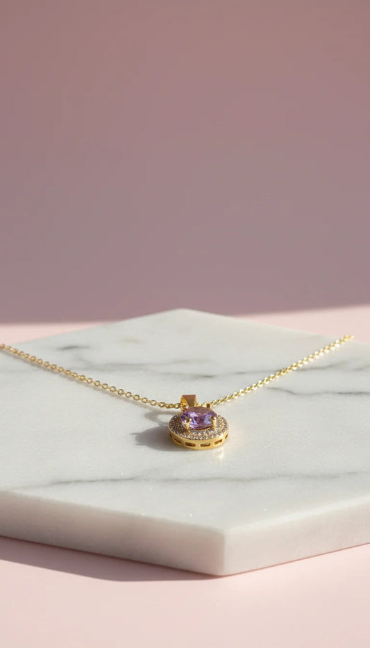 Pink Crystal Pendant Necklace