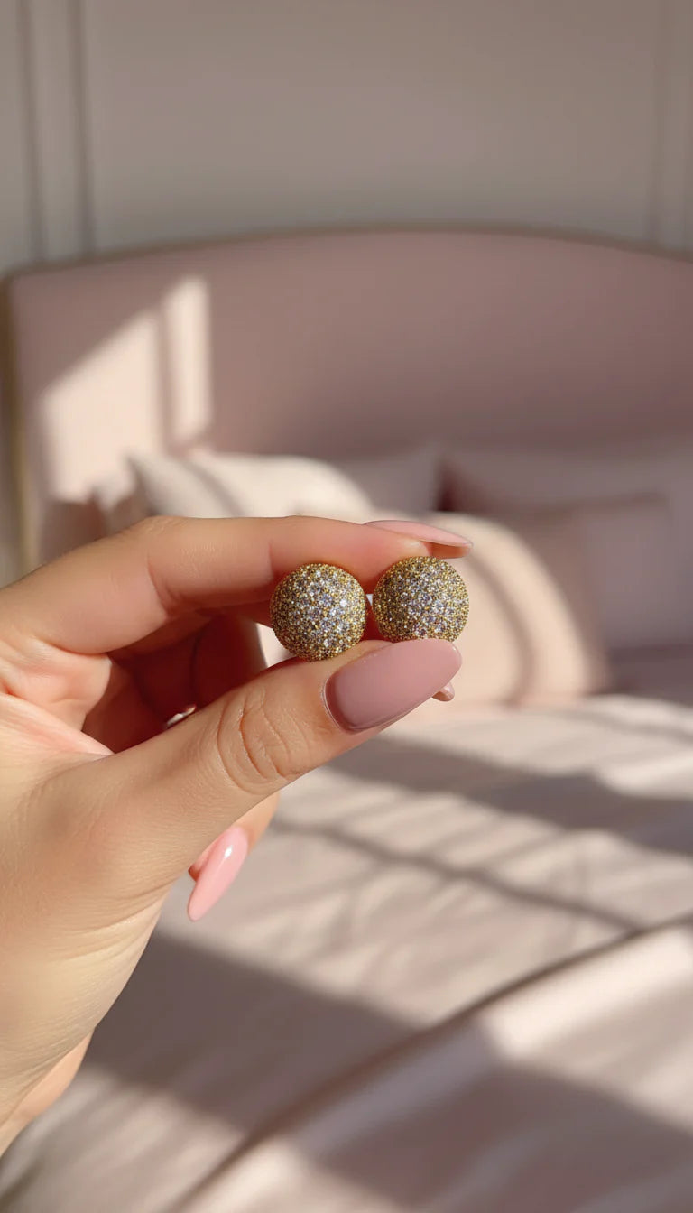 Round Ball Crystal Stud Earrings