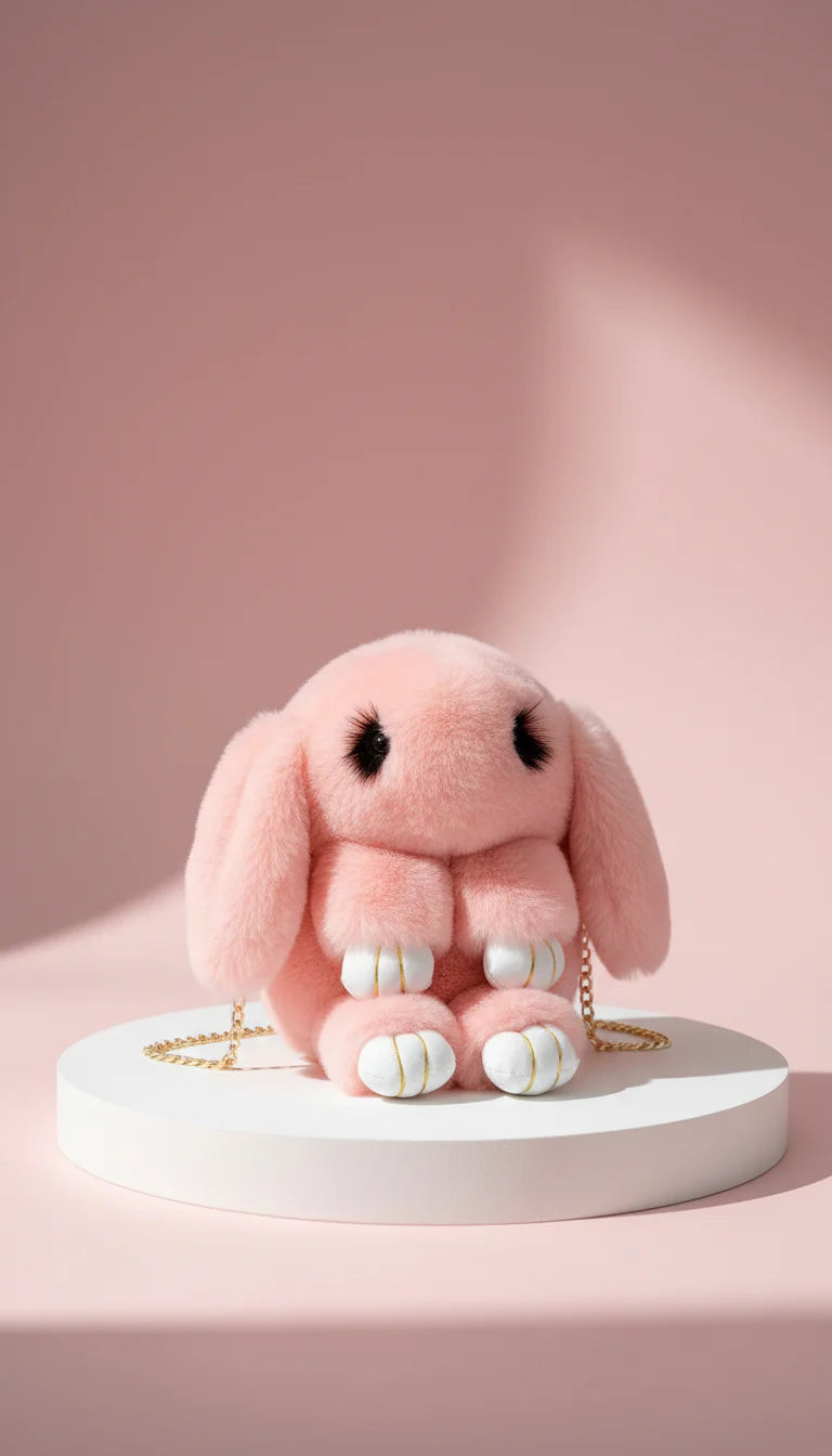 Faux Fur Bunny Rabbit Backpack – Soft Plush Handbag