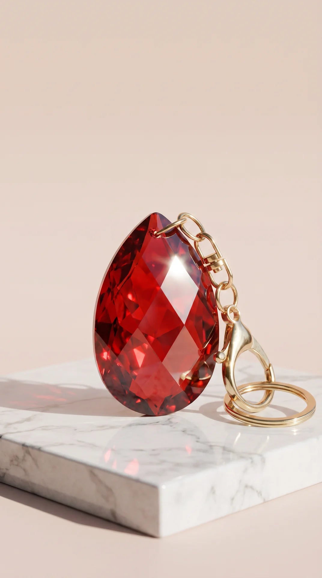 Faceted Crystal Tear Drop Keyring & Bag Charm
