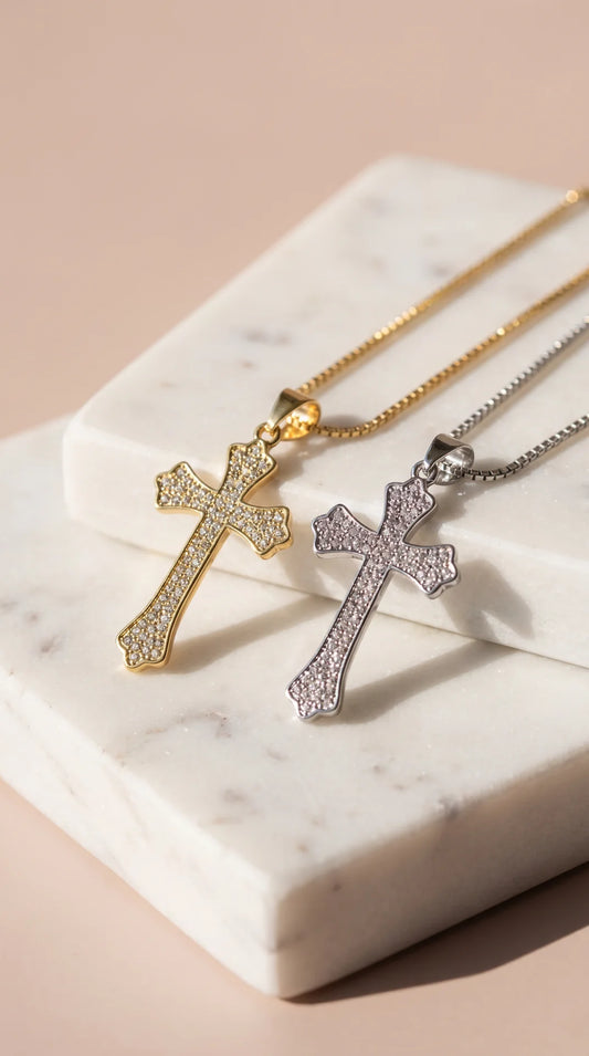 Crystal Cross Symbolic Necklace Pendant