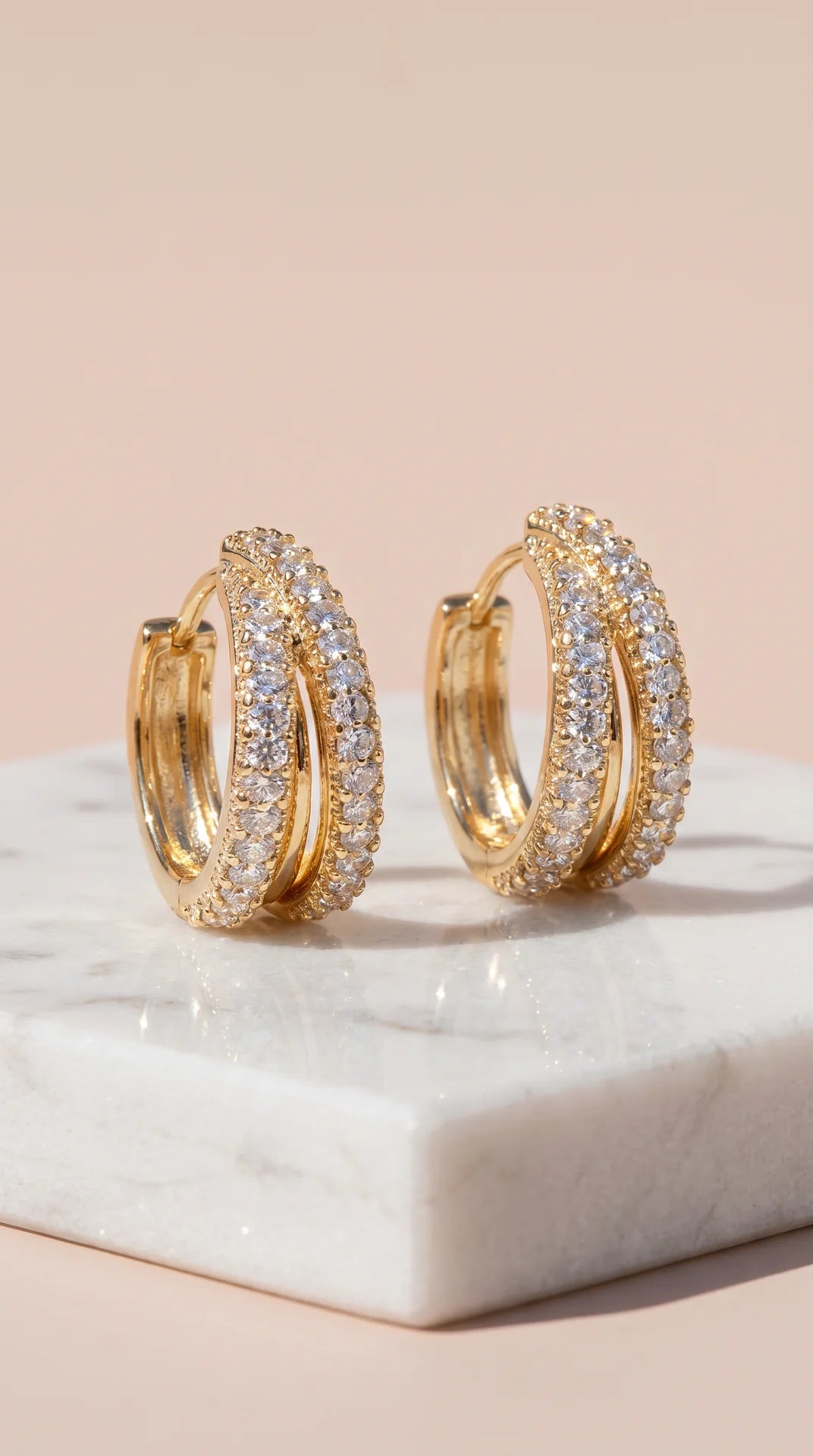 Micro Crystal Pavé Gold Plated Earrings