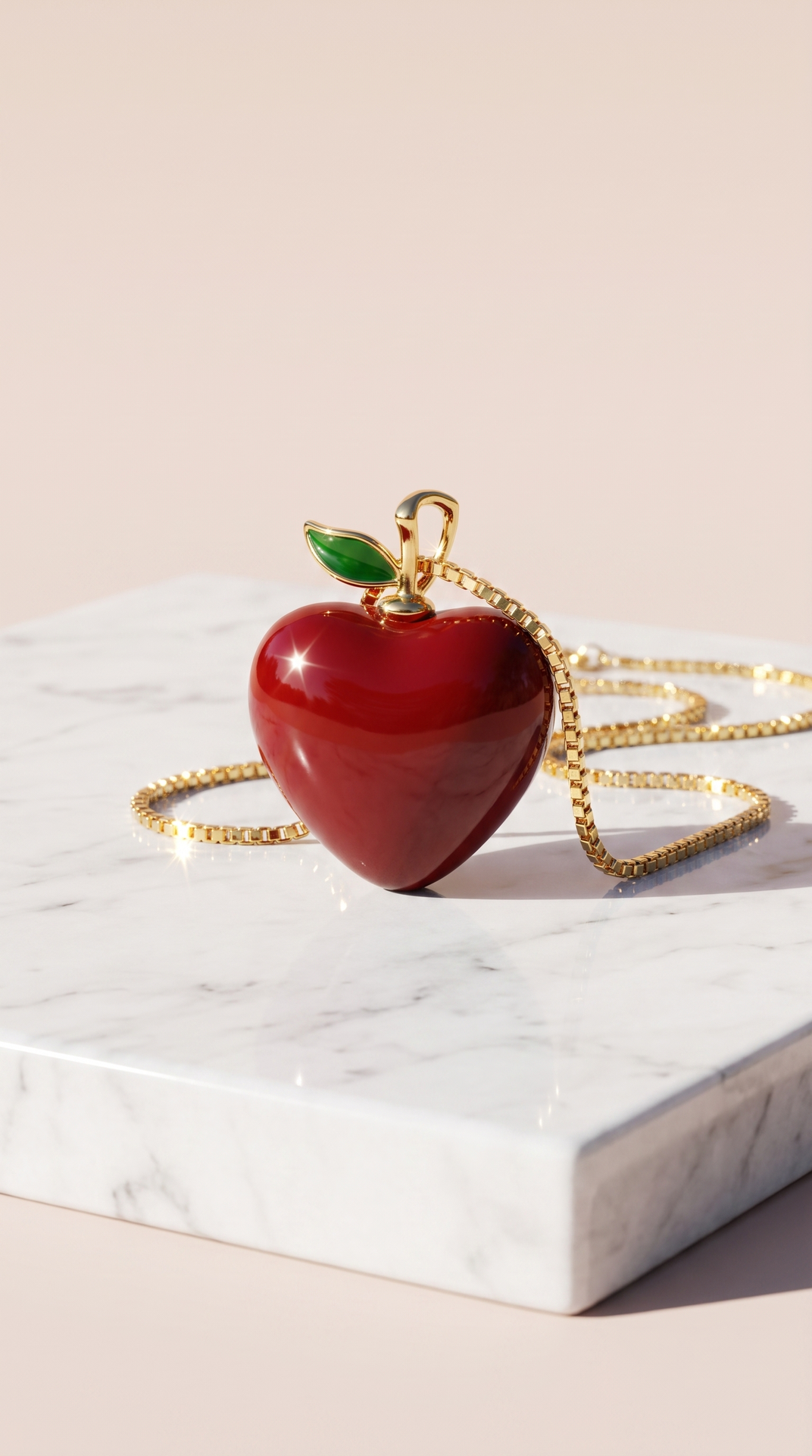 Red Apple Gold Plated Steel Pendant Necklace