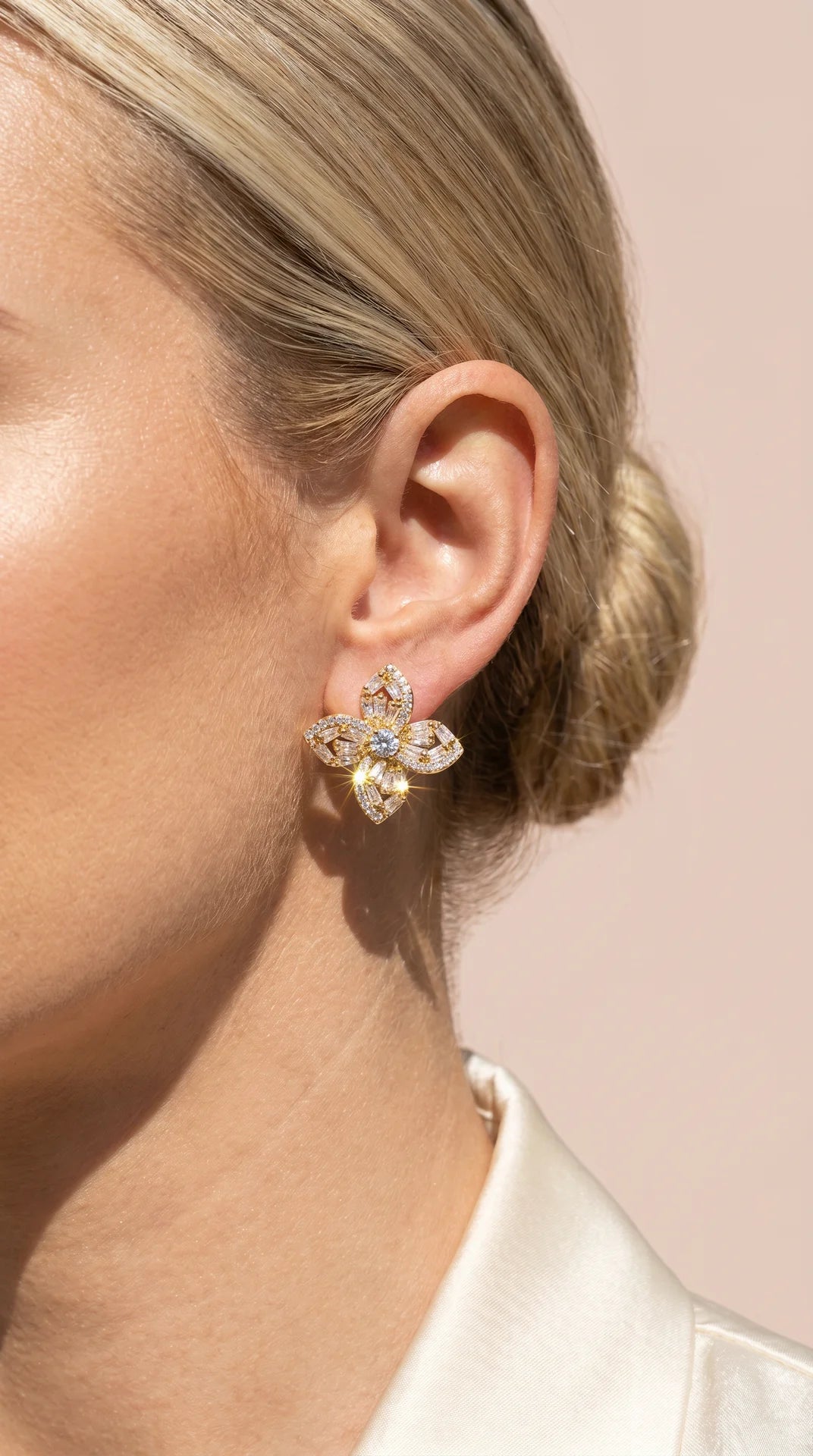 Flower Crystal Stud Earrings