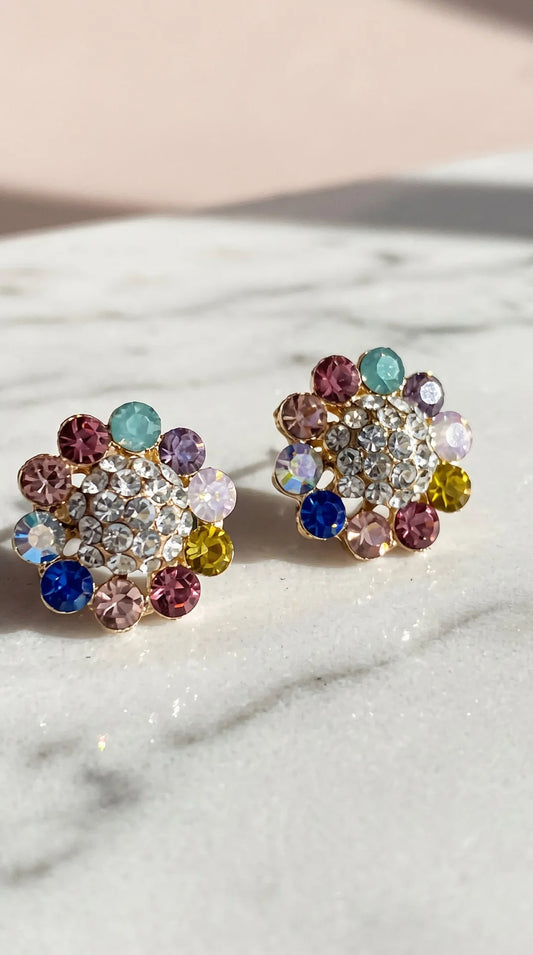 Flower Crystal Stud Earrings