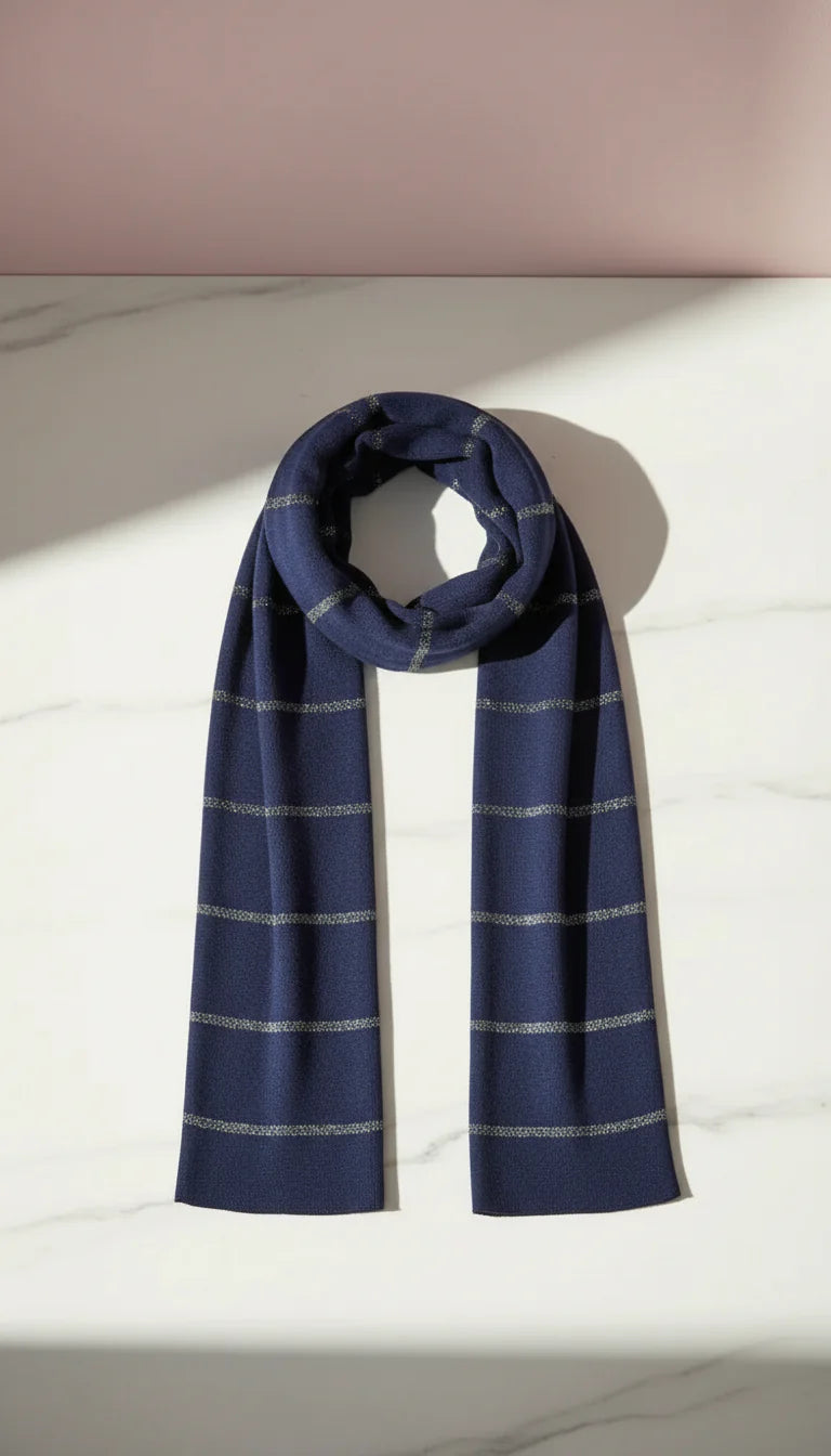 Lightweight Eco-Friendly Striped Glitter Scarf, Soft Breathable Shawl Sustainable Plant Pulp Scarf Pack of 12