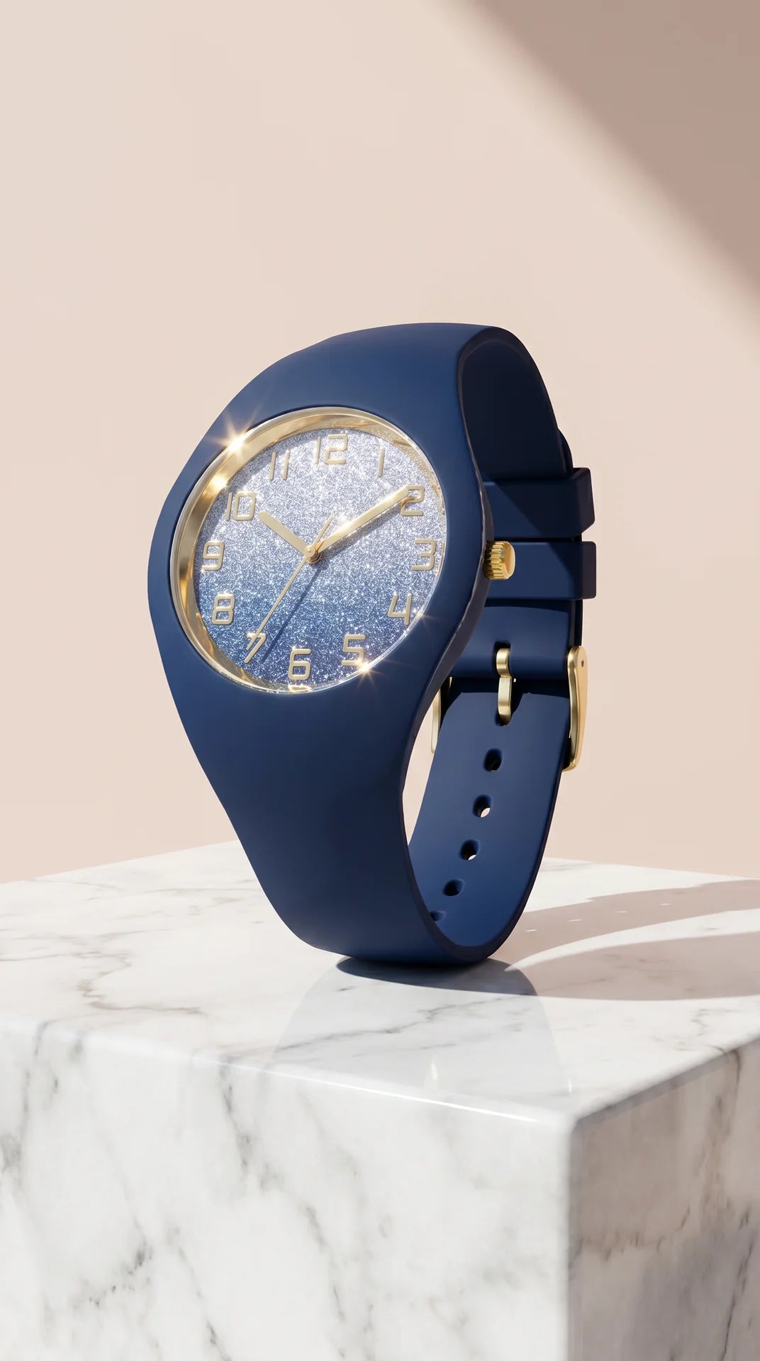 Glitter Dial Silicone Strap Watch