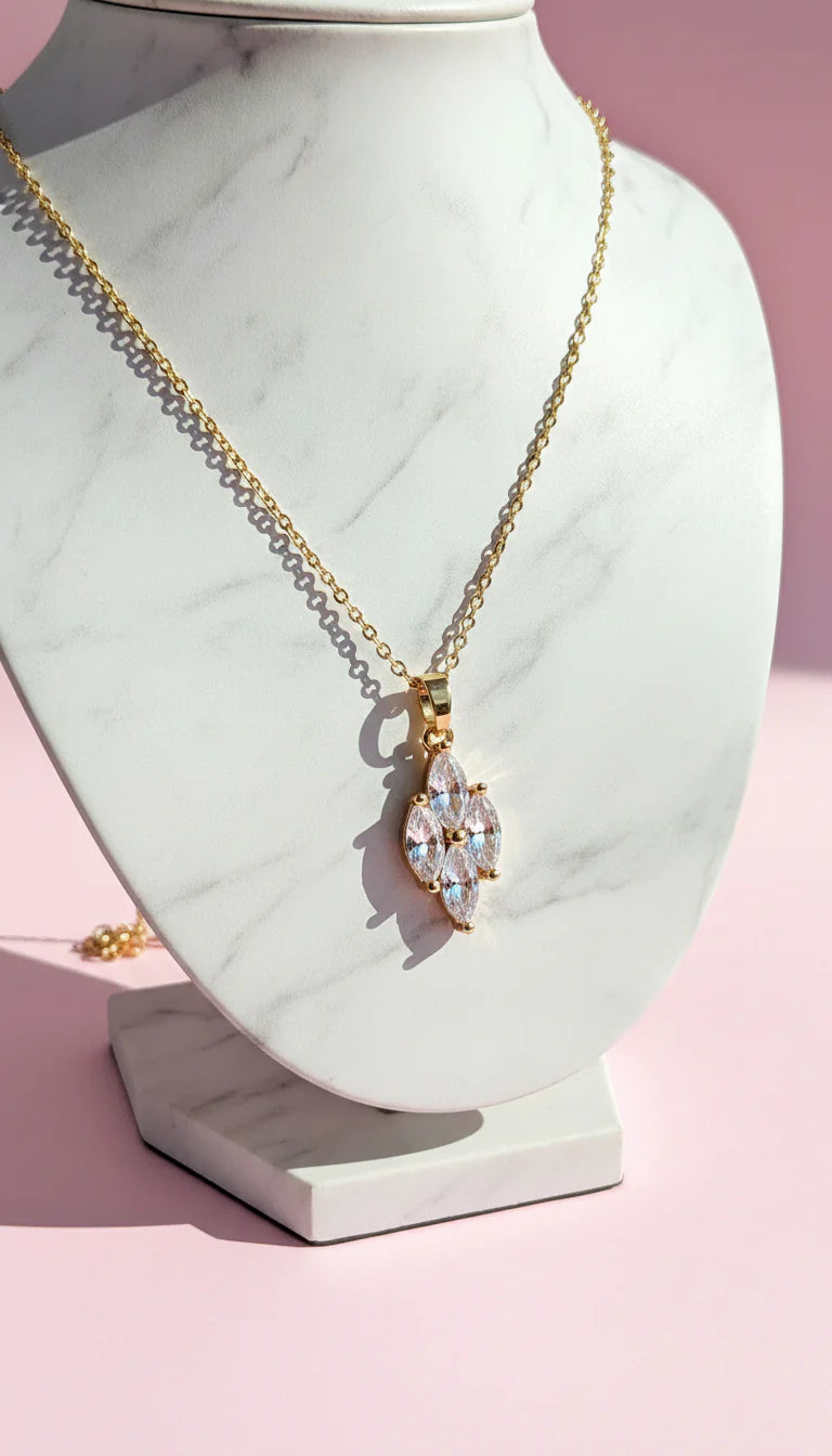 Cubic Zirconia Cluster Crystal Necklace Pendant