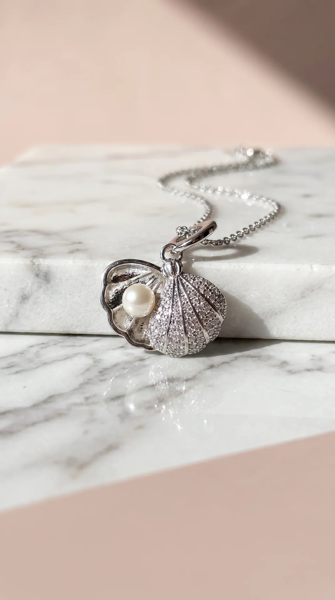 Sea Shell & Pearl Gold Plated Pendant Necklace