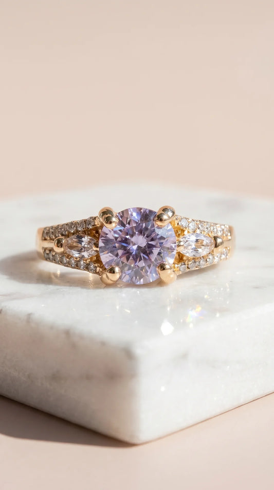 Box Set Of 12 Gold Crystal Rings