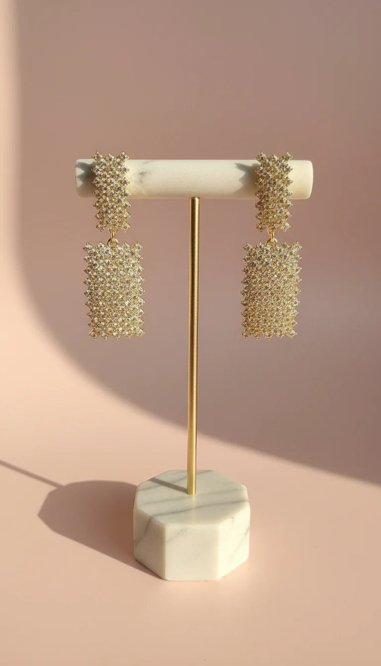 Oblong Layered Drop & Dangle Crystal Earrings