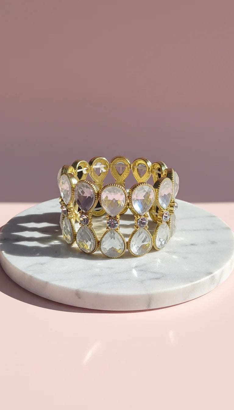 Chunky Mirrored Stretchy Crystal Bracelet
