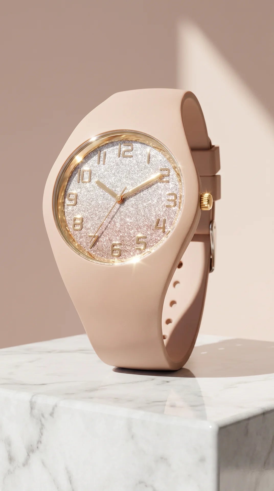 Glitter Dial Silicone Strap Watch