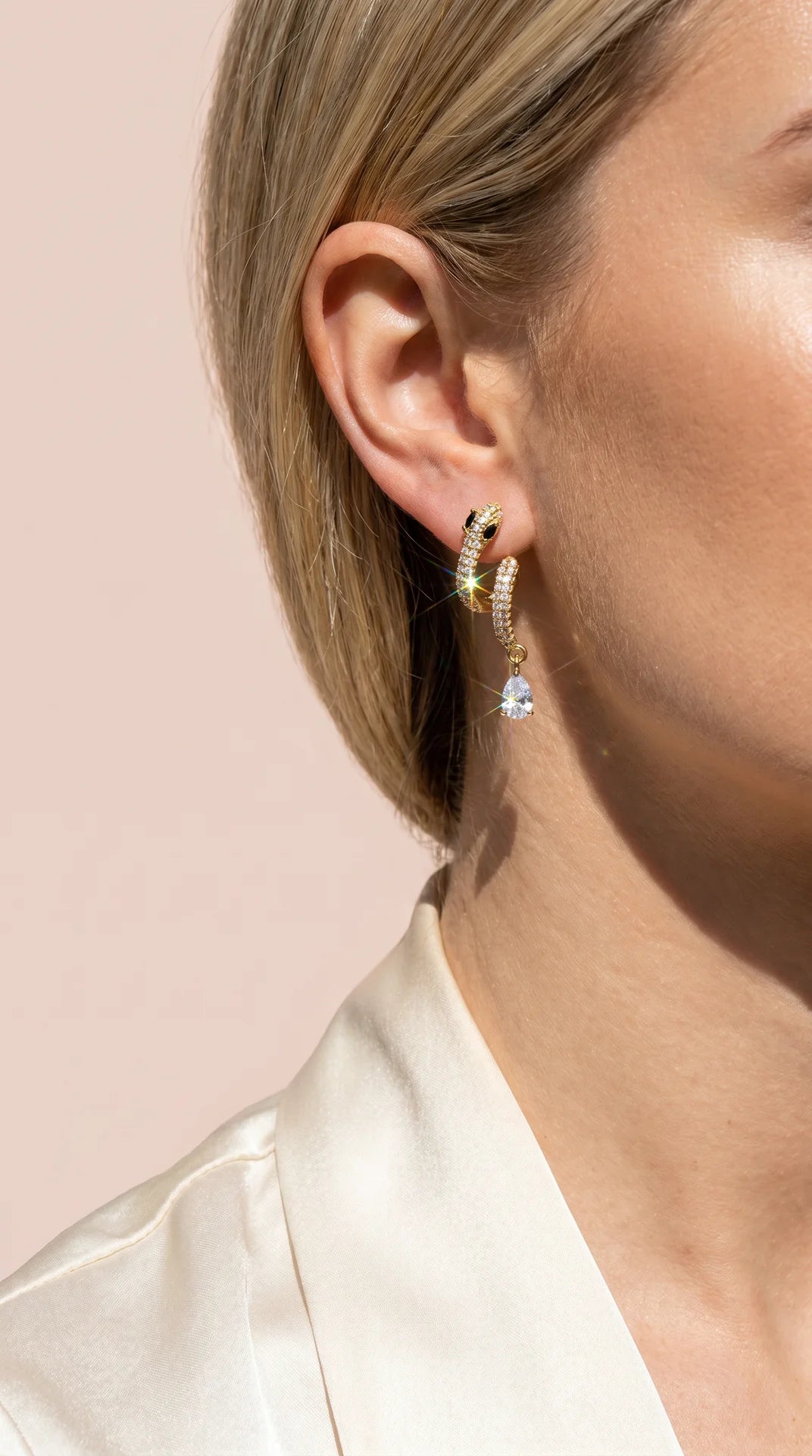 Snake Teardrop Gold Plated Earrings