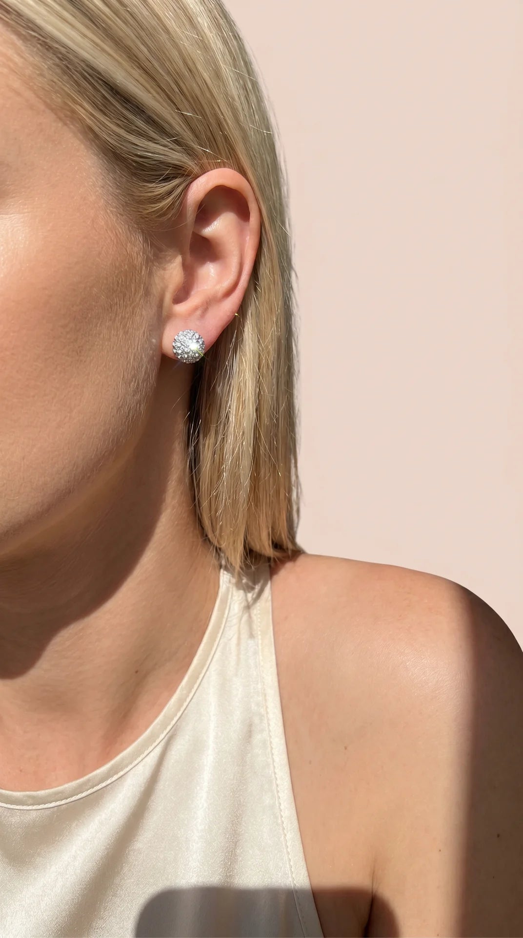 Set Of 12 Round Crystal Stud Earrings