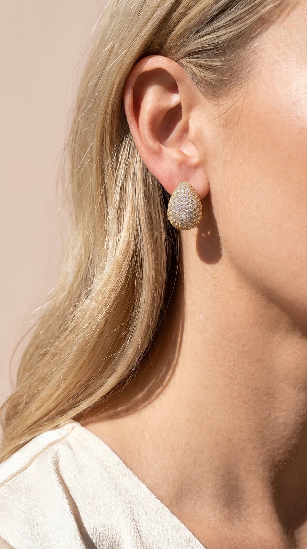Tear Drop Crystal Pavé Stud Earrings