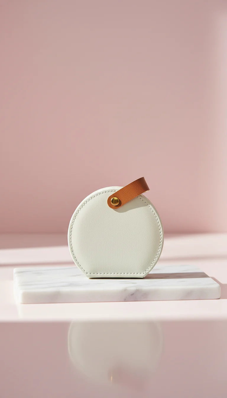 Mini Circular Travel Jewellery Case Compact Jewellery Storage Box