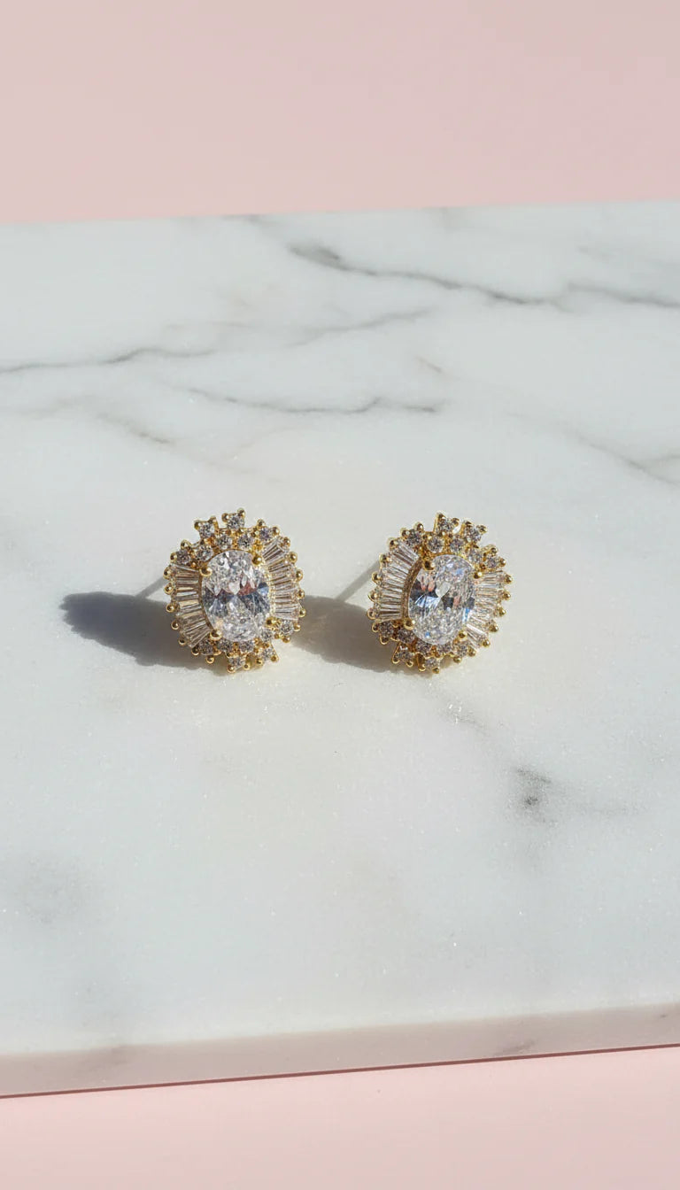 Clustered Crystal Stud Earrings
