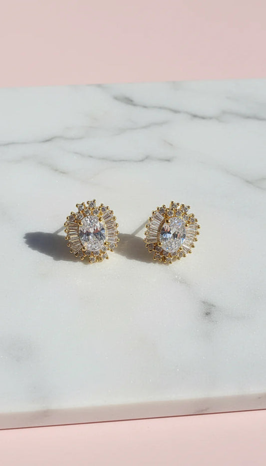 Clustered Crystal Stud Earrings