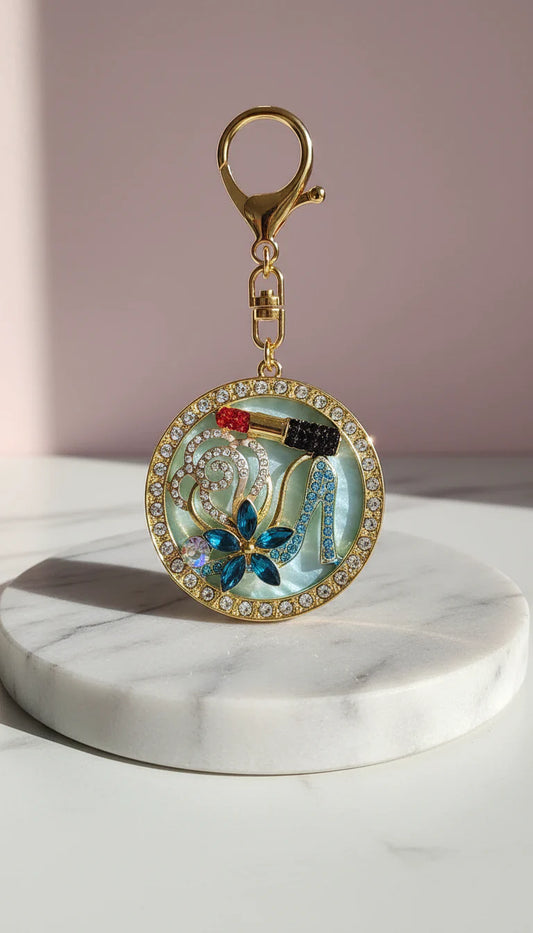 Lipstick & High Heel Crystal Key Ring & Bag Charm