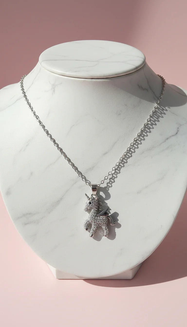 Waterproof Unicorn Crystal Pendant Necklace