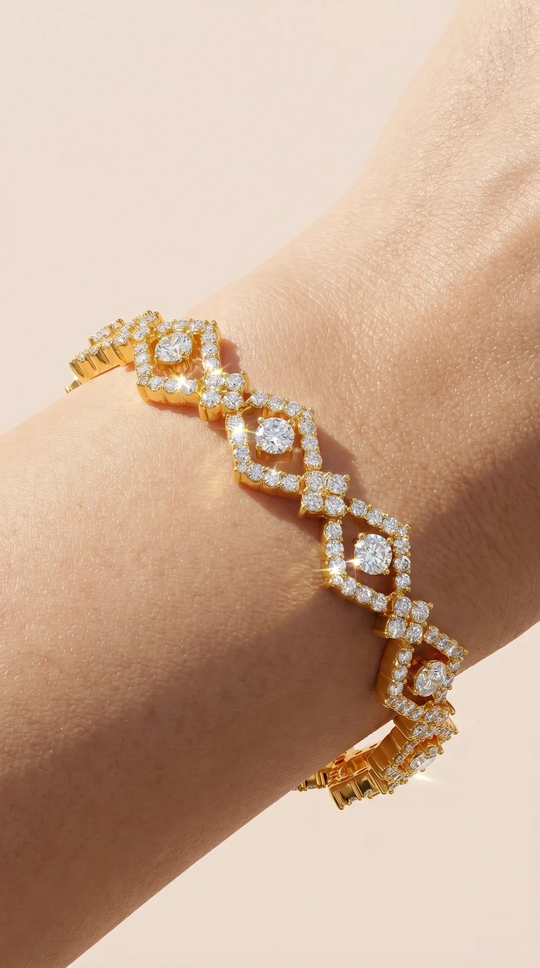 Gold Wavey Crystal Tennis Bracelet