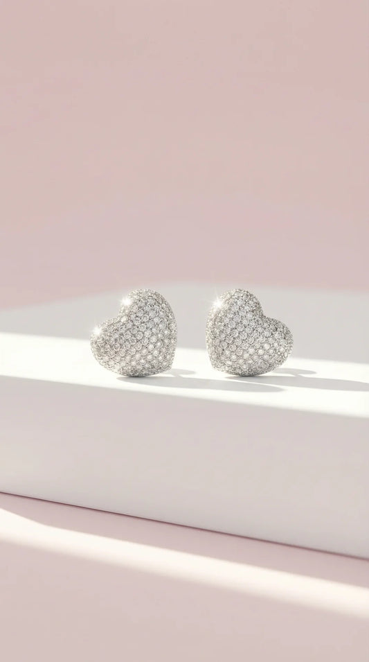 Heart Crystal Pavé Stud Earrings