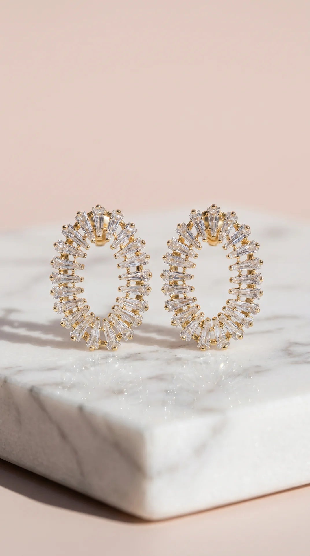 Oval Baguette Cut Crystal Stud Earrings