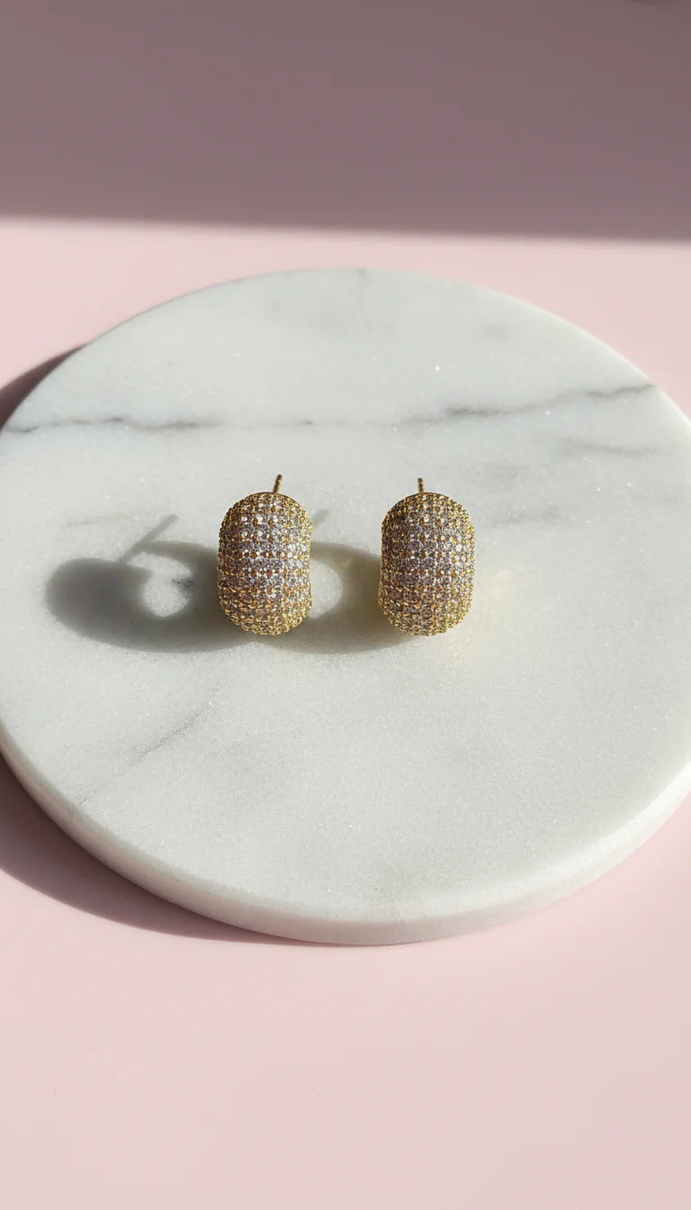 Micro Huggie Crystal Stud Earrings