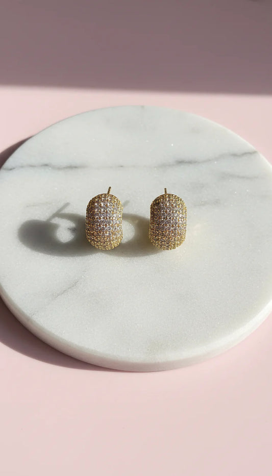 Micro Huggie Crystal Stud Earrings