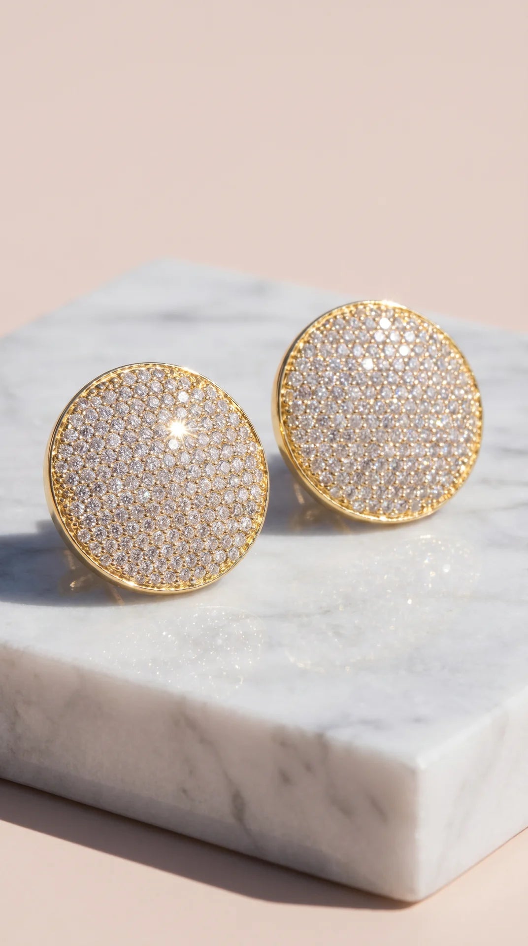 Curved Round Pavé Crystal Stud Earrings