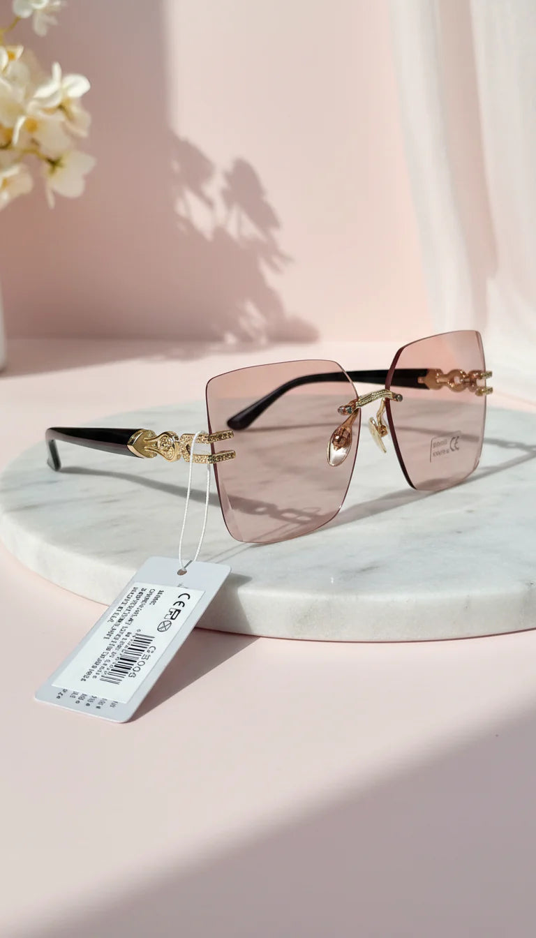 Rimless Gradient Gold Accent Sunglasses Box of 12