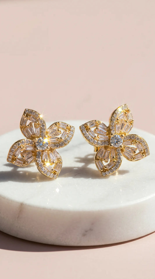 Flower Crystal Stud Earrings
