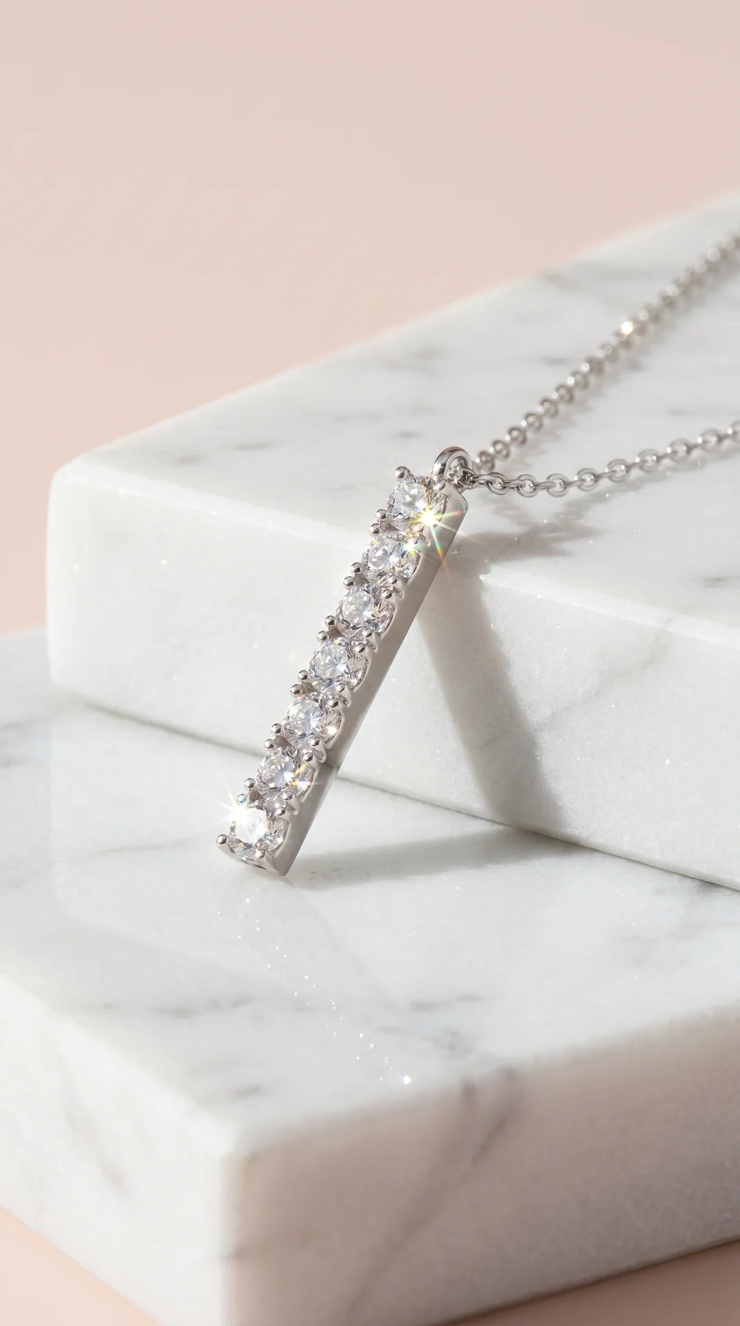 Oblong Crystal Pendant Necklace