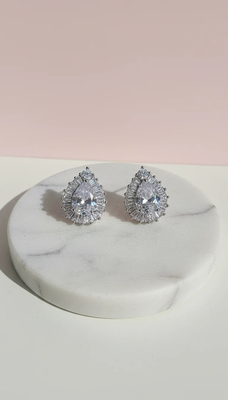 Teardrop Crystal Stud Earrings