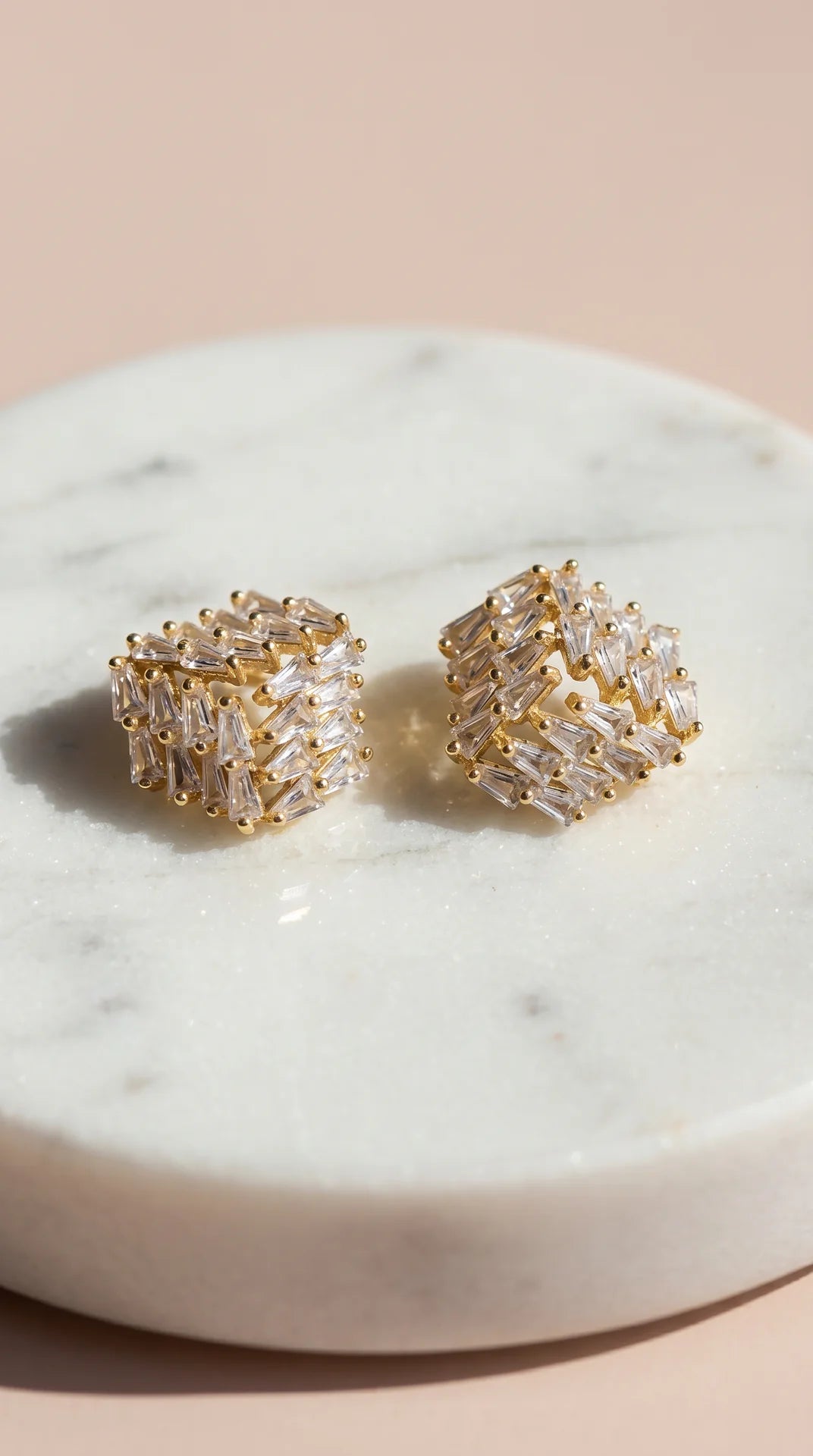Square Faceted Crystal Stud Earrings